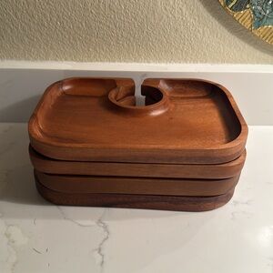 Vintage Wooden Snack Trays Set of 4